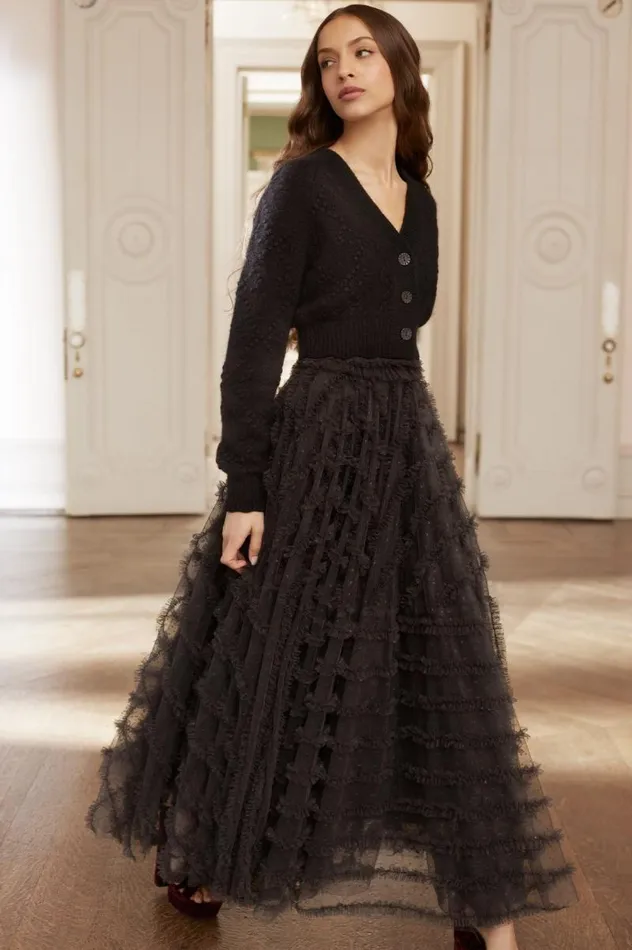 Needle and Thread Exclusives Bow Stitch Cropped Cardigan Black 8211 Women