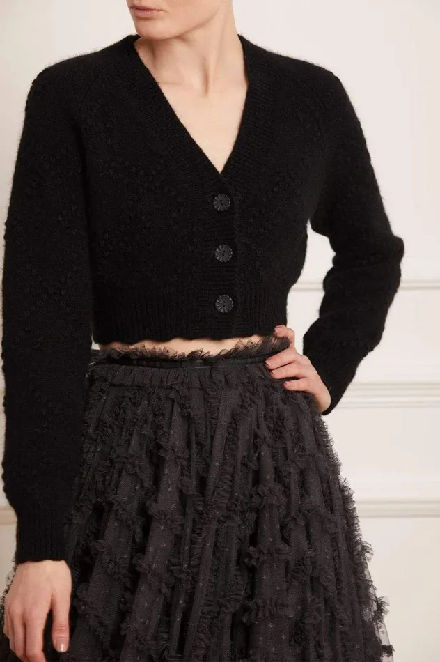 Needle and Thread Exclusives Bow Stitch Cropped Cardigan Black 8211 Women
