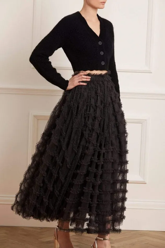 Needle and Thread Exclusives Bow Stitch Cropped Cardigan Black 8211 Women