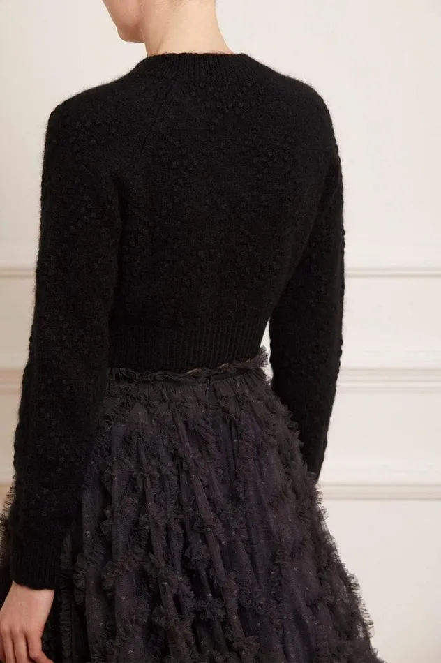 Needle and Thread Exclusives Bow Stitch Cropped Cardigan Black 8211 Women