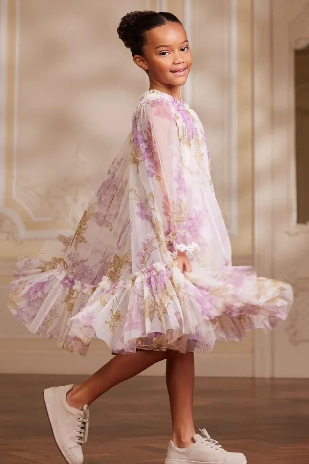 Needle and Thread Kids Formalwear Wisteria Long Sleeve Kids Dress Multi 8211 Kids