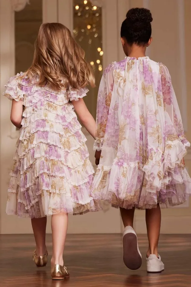 Needle and Thread Kids Formalwear Wisteria Long Sleeve Kids Dress Multi 8211 Kids