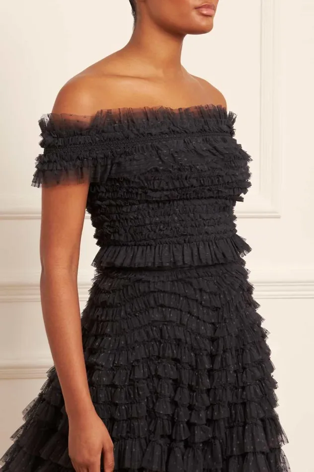 Needle and Thread Tops Hattie Smocked OffShoulder Top Black 8211 Women
