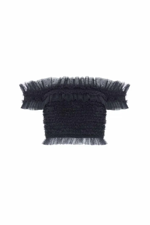 Needle and Thread Tops Hattie Smocked OffShoulder Top Black 8211 Women