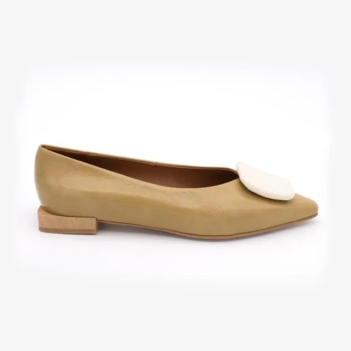 ngel Alarcn Flat Shoes Woman THELMA 8211 Shinny Leather Flats With Raffia Ornament