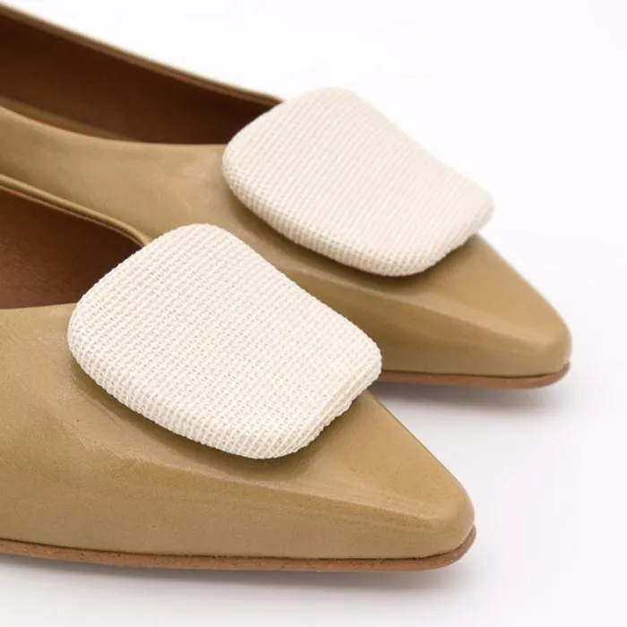 ngel Alarcn Flat Shoes Woman THELMA 8211 Shinny Leather Flats With Raffia Ornament