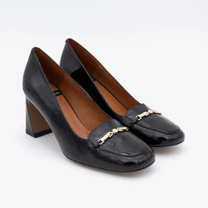 ngel Alarcn Heeled Shoes Woman JALCA 8211 Shiny Lelather Pump With Comfortable Heel And A Gold Trim