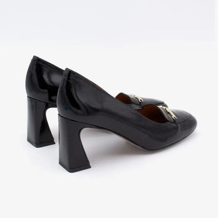 ngel Alarcn Heeled Shoes Woman JALCA 8211 Shiny Lelather Pump With Comfortable Heel And A Gold Trim