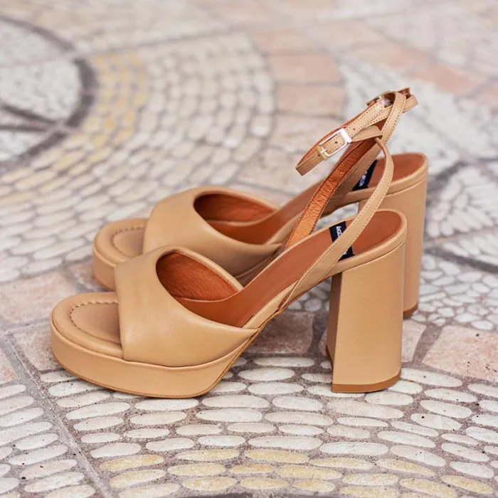 ngel Alarcn Heeled Shoes Woman KELIS 8211 Leather Padded Ankle Strap Sandals With Block Heel and Platform