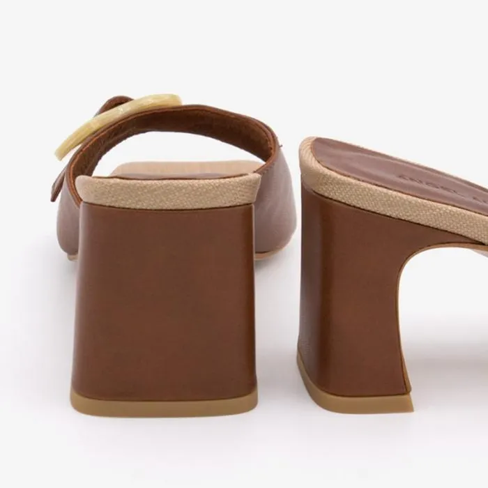 ngel Alarcn Mules Woman JELKE 8211 Leather Mule With Raffia Sole And Tortoiseshell Buckle
