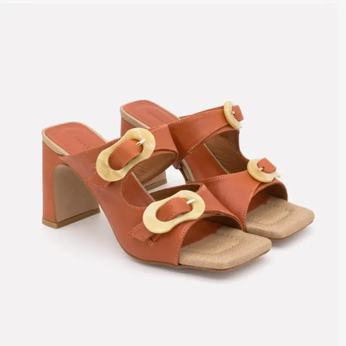ngel Alarcn Mules Woman PALKE 8211 Leather Sandal With Beige Carey Buckles And High Heels