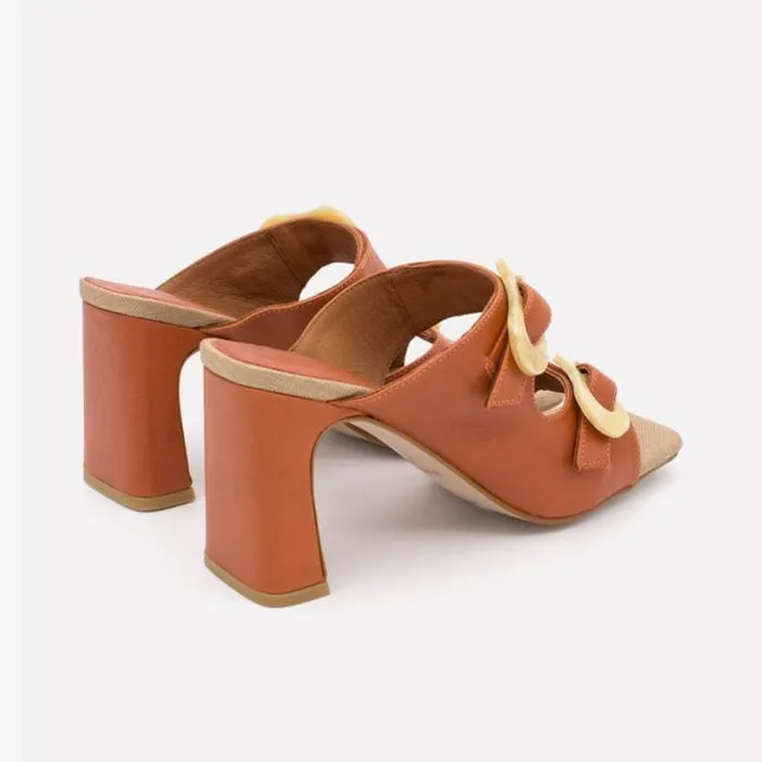 ngel Alarcn Mules Woman PALKE 8211 Leather Sandal With Beige Carey Buckles And High Heels