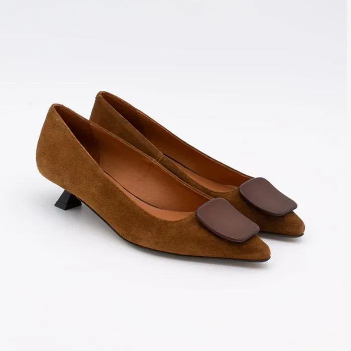 ngel Alarcn Pumps And High Heels Woman WAUREN 8211 Split Leather Pointed Toe Pumps With Low Heel