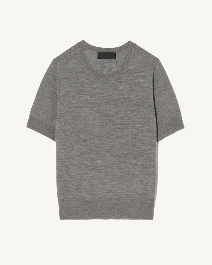 Nili Lotan LEILANI KNIT TEE Medium Grey Melange Women Knits and Sweaters