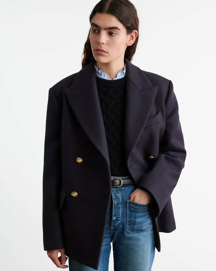 Nili Lotan VIANNEY COAT Dark Navy Women Coats and Outerwear