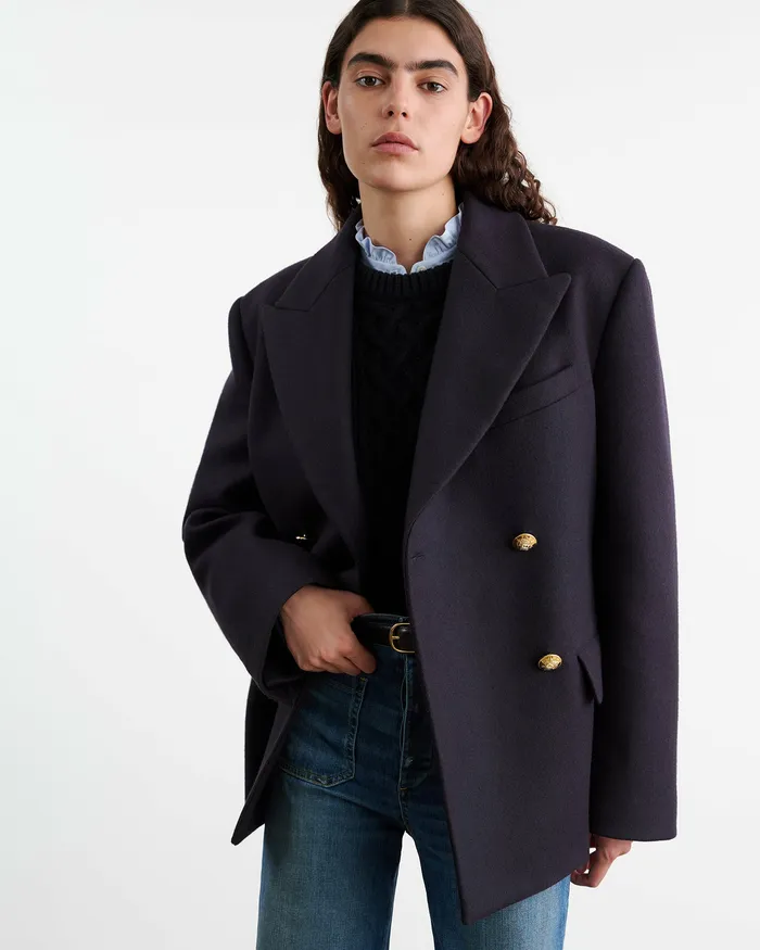 Nili Lotan VIANNEY COAT Dark Navy Women Coats and Outerwear