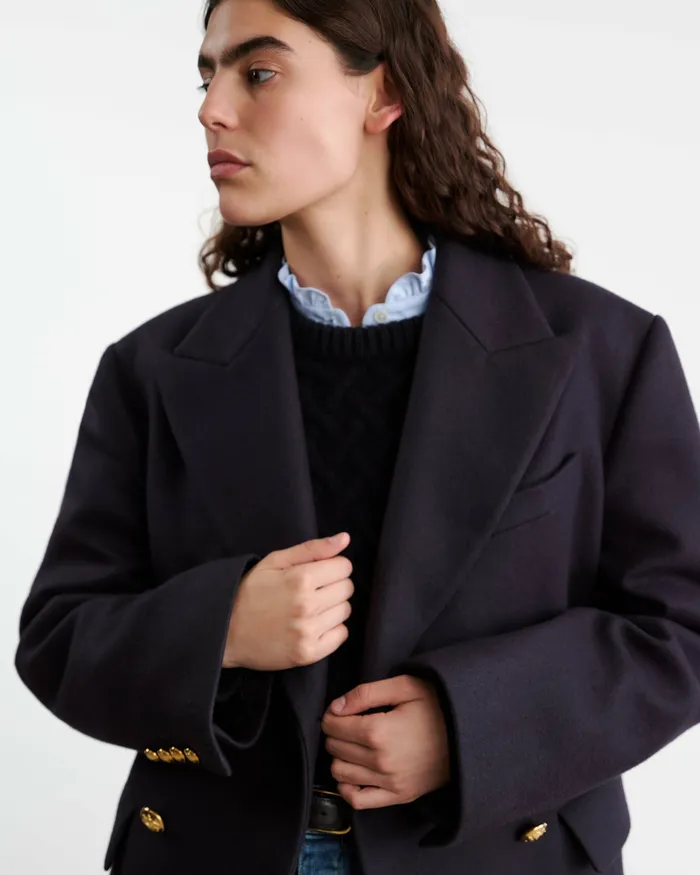 Nili Lotan VIANNEY COAT Dark Navy Women Coats and Outerwear