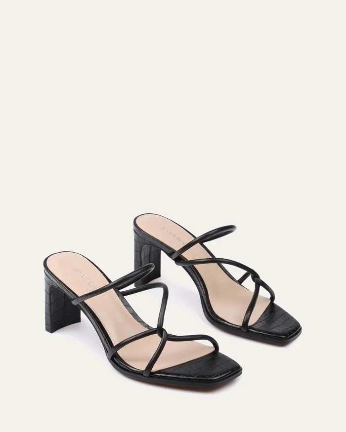 Novi mid heel sandals black leather Women MID SANDALS jomercer