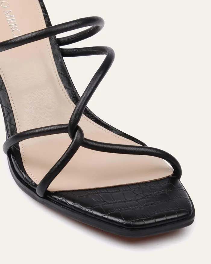 Novi mid heel sandals black leather Women MID SANDALS jomercer