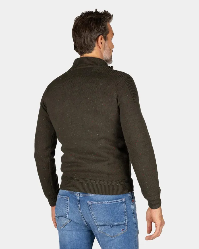 NZA New Zealand Auckland Knitwear Dark Green Pullover With HalfZip 8211 Gravel Green 8211 Men