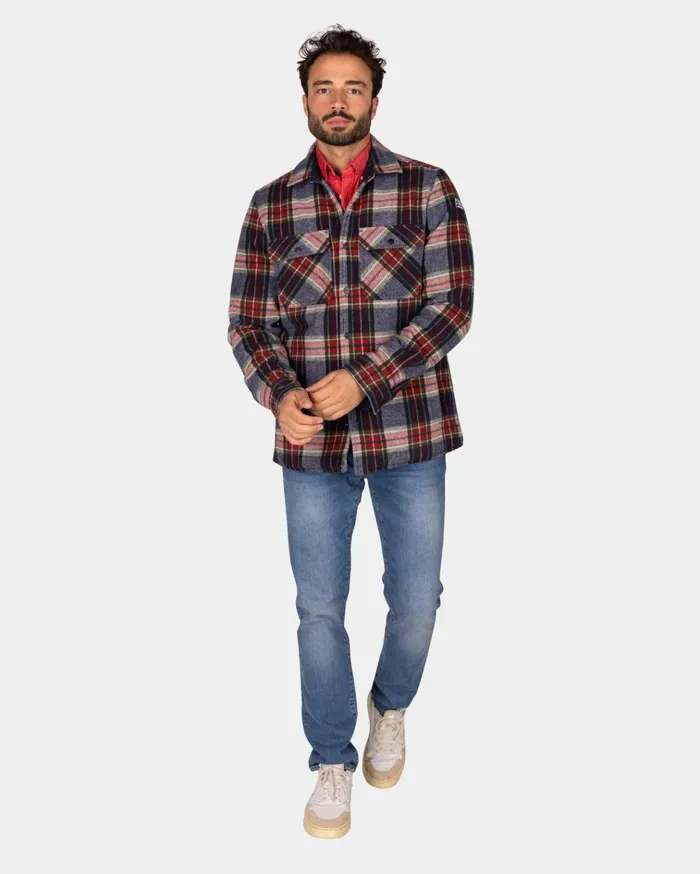 NZA New Zealand Auckland Knitwear GrayGreenRed Checkered Flannel Padded Shirt 8211 Winter Navy 8211 Men