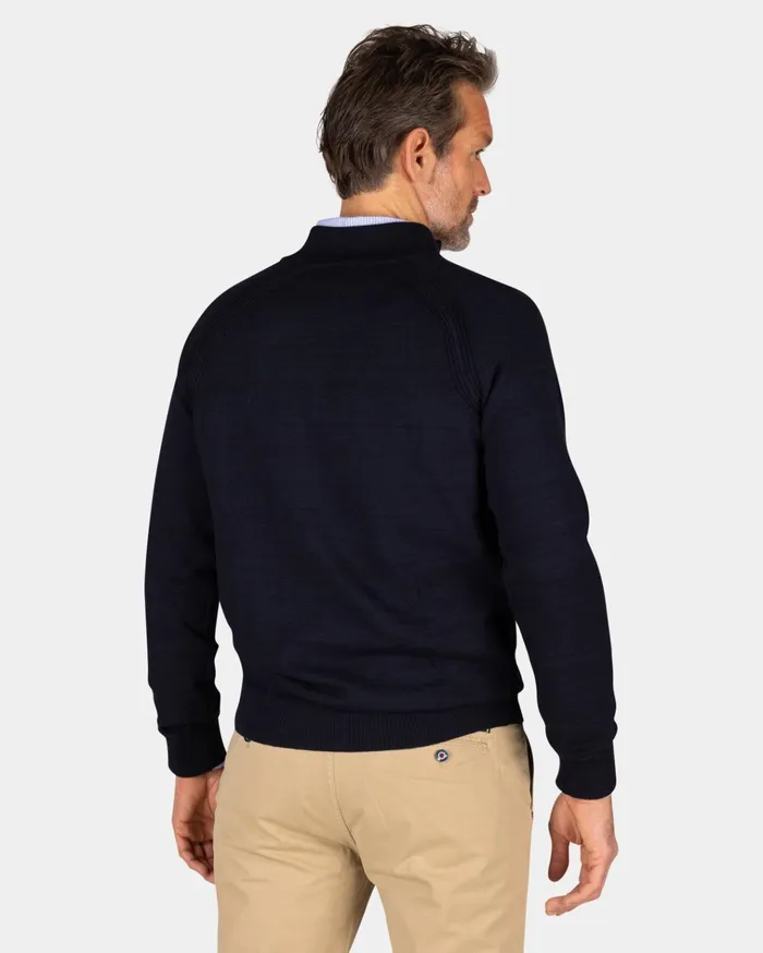 NZA New Zealand Auckland Knitwear Navy Cotton HalfZip Pullover 8211 Midnight Navy 8211 Men