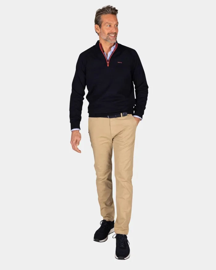NZA New Zealand Auckland Knitwear Navy Cotton HalfZip Pullover 8211 Midnight Navy 8211 Men