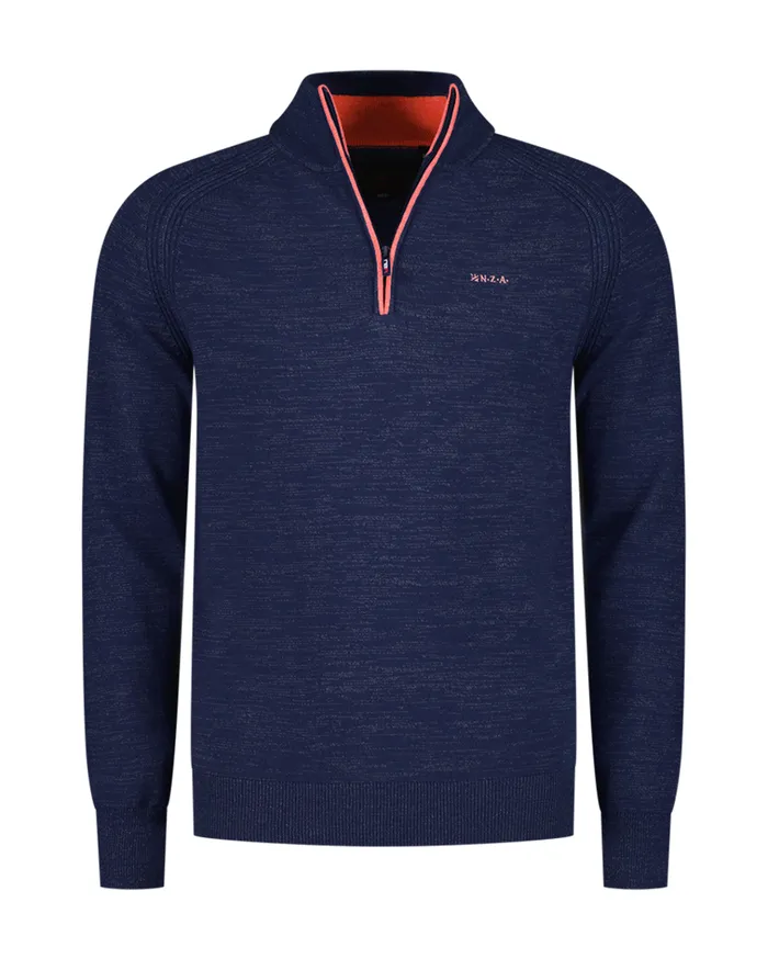 NZA New Zealand Auckland Knitwear Navy Cotton HalfZip Pullover 8211 Midnight Navy 8211 Men