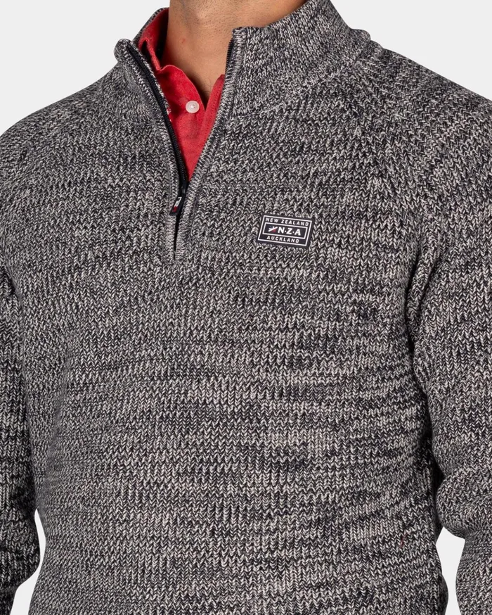 NZA New Zealand Auckland Knitwear Navy Cotton Sweater With HalfZip 8211 Winter Navy 8211 Men