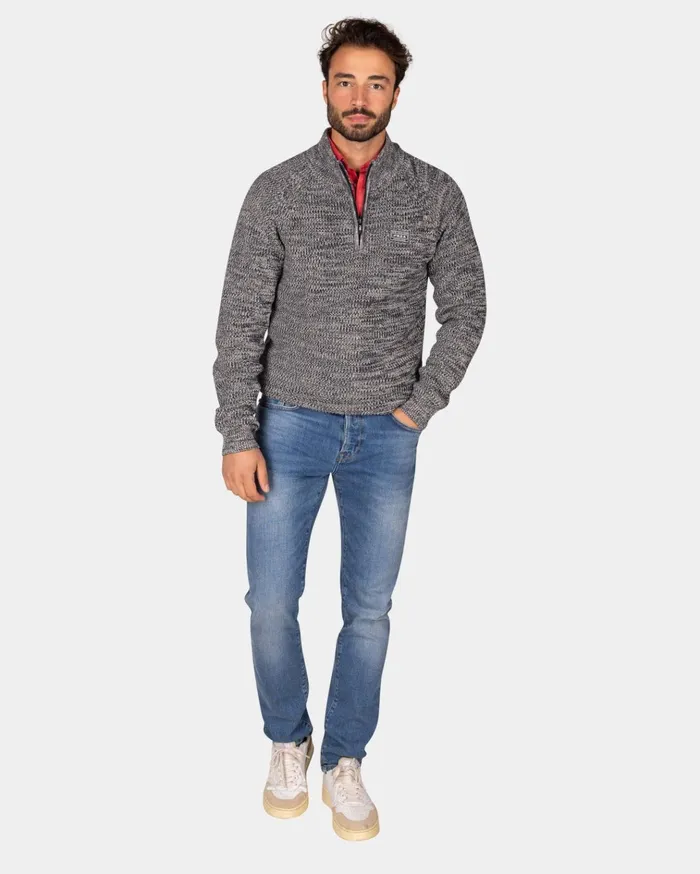 NZA New Zealand Auckland Knitwear Navy Cotton Sweater With HalfZip 8211 Winter Navy 8211 Men