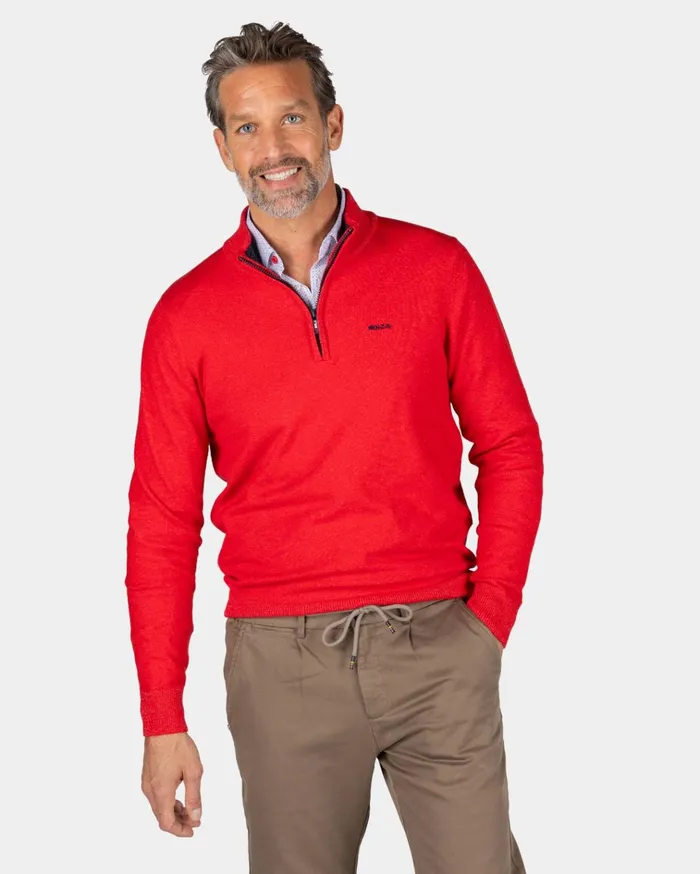 NZA New Zealand Auckland Knitwear Red Pullover With Elastane 8211 Reef Red 8211 Men