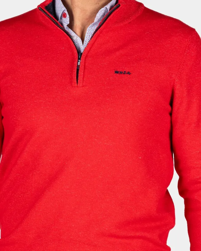 NZA New Zealand Auckland Knitwear Red Pullover With Elastane 8211 Reef Red 8211 Men NZA New Zealand Auckland Knitwear Red Pullover With Elastane 8211 Reef Red 8211 Men