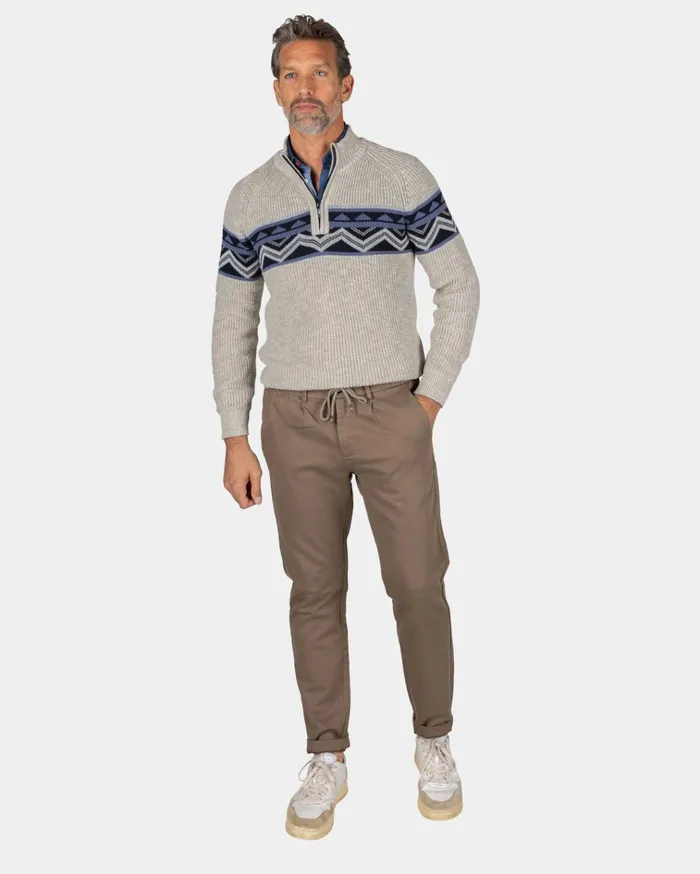 NZA New Zealand Auckland Knitwear SandColored Knitted Cotton Pullover 8211 Shimmering Sand 8211 Men