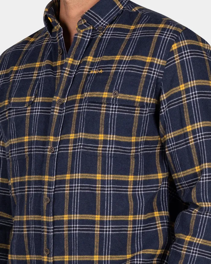 NZA New Zealand Auckland Shirts Blue And Yellow Checkered Flannel Shirt 8211 Tin Blue 8211 Men NZA New Zealand Auckland Shirts Blue And Yellow Checkered Flannel Shirt 8211 Tin Blue 8211 Men