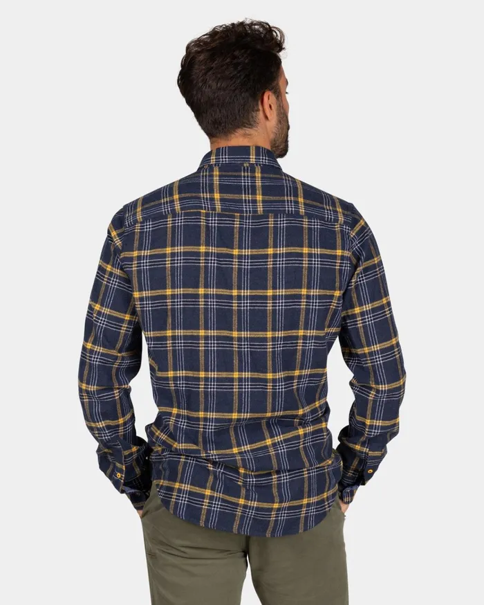 NZA New Zealand Auckland Shirts Blue And Yellow Checkered Flannel Shirt 8211 Tin Blue 8211 Men NZA New Zealand Auckland Shirts Blue And Yellow Checkered Flannel Shirt 8211 Tin Blue 8211 Men