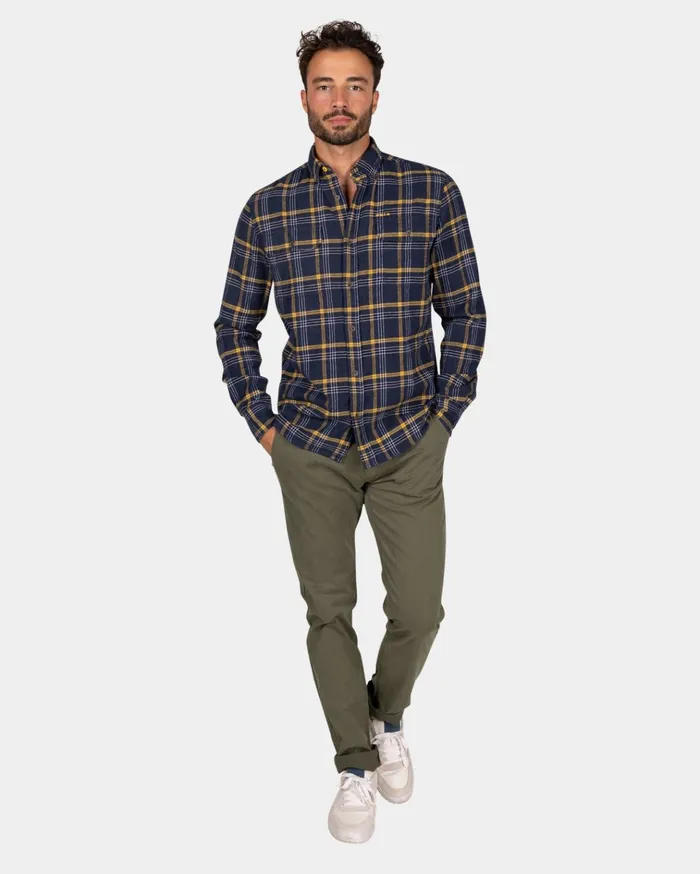 NZA New Zealand Auckland Shirts Blue And Yellow Checkered Flannel Shirt 8211 Tin Blue 8211 Men NZA New Zealand Auckland Shirts Blue And Yellow Checkered Flannel Shirt 8211 Tin Blue 8211 Men