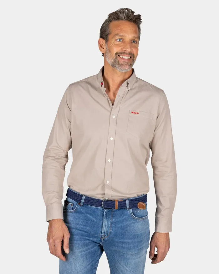NZA New Zealand Auckland Shirts Brown Stretch Cotton Shirt 8211 Shimmering Sand 8211 Men NZA New Zealand Auckland Shirts Brown Stretch Cotton Shirt 8211 Shimmering Sand 8211 Men
