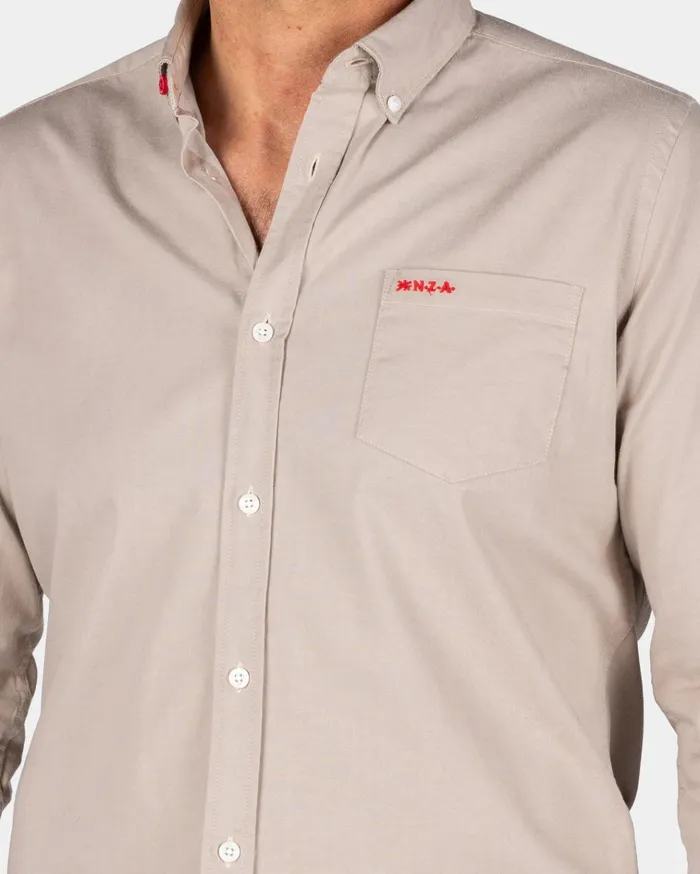 NZA New Zealand Auckland Shirts Brown Stretch Cotton Shirt 8211 Shimmering Sand 8211 Men NZA New Zealand Auckland Shirts Brown Stretch Cotton Shirt 8211 Shimmering Sand 8211 Men
