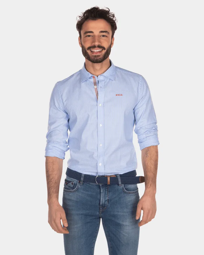 NZA New Zealand Auckland Shirts Cotton Shirt With Thin Stripe 8211 Men