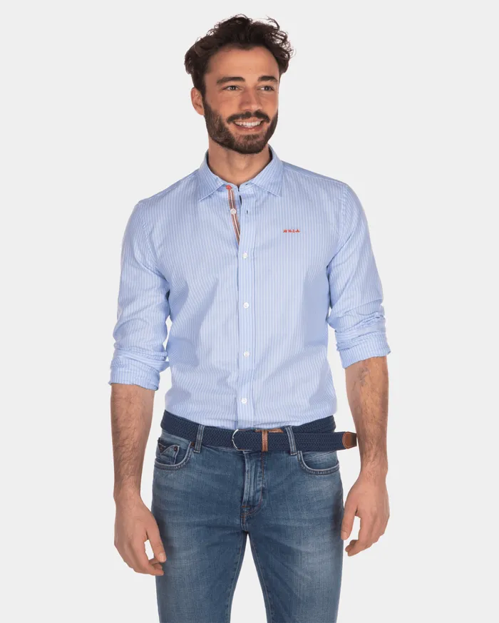 NZA New Zealand Auckland Shirts Cotton Shirt With Thin Stripe 8211 Men