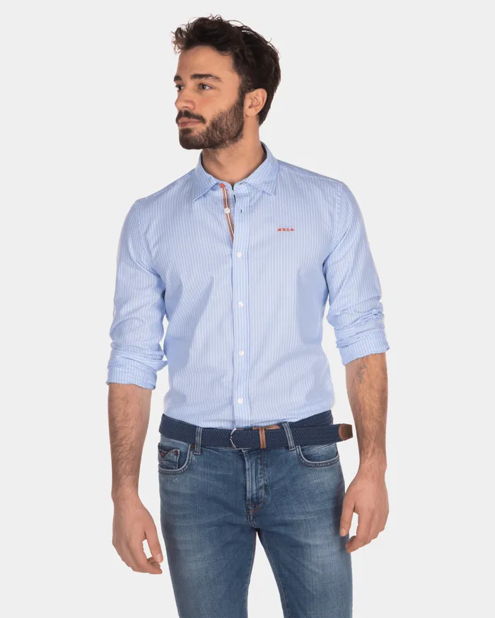 NZA New Zealand Auckland Shirts Cotton Shirt With Thin Stripe 8211 Men