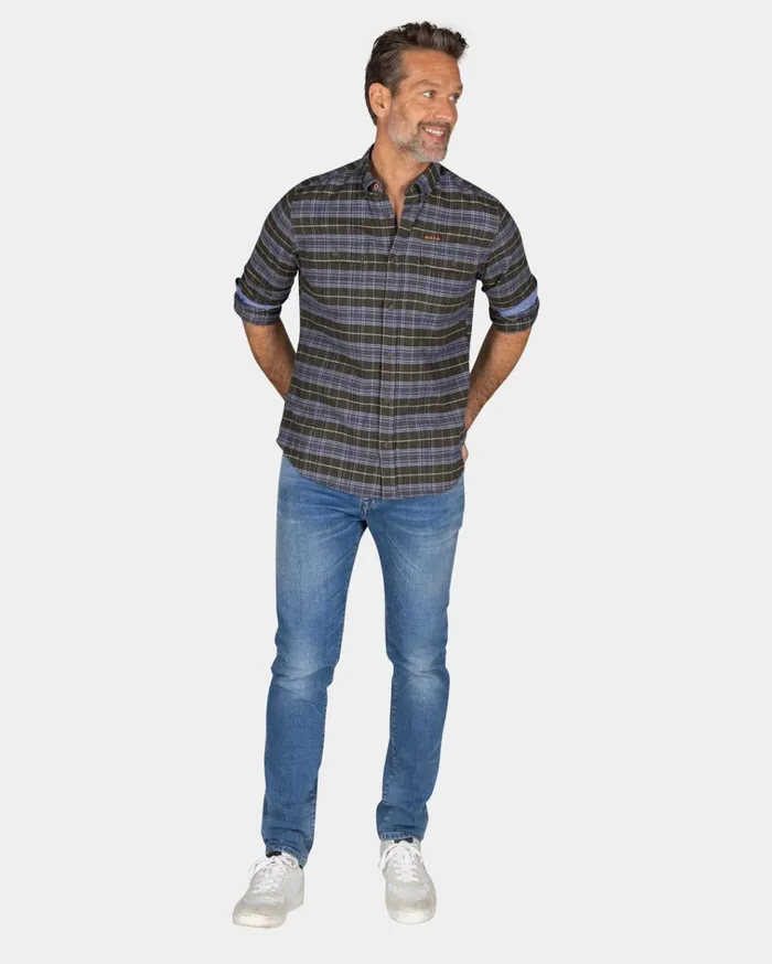 NZA New Zealand Auckland Shirts Green Grey Checked Shirt 8211 Quartz Green 8211 Men