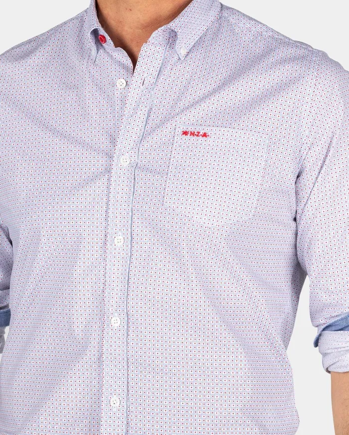 NZA New Zealand Auckland Shirts Light Gray Cotton Shirt 8211 Ecru 8211 Men
