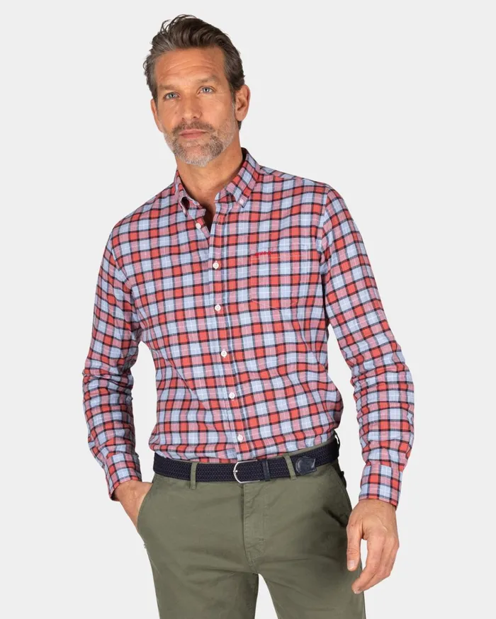 NZA New Zealand Auckland Shirts Red And Blue Checkered Shirt 8211 Midnight Navy 8211 Men