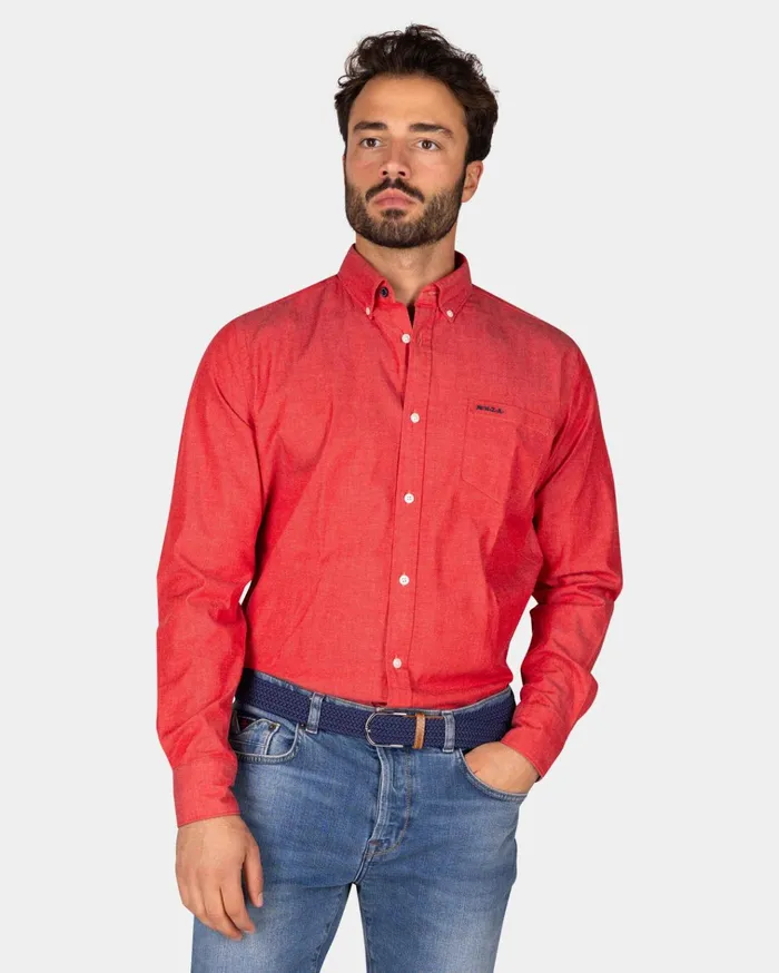NZA New Zealand Auckland Shirts Red Stretch Cotton Shirt 8211 Reef Red 8211 Men