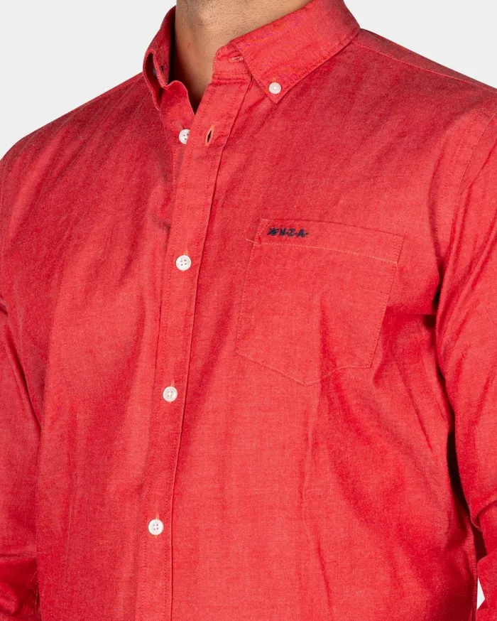 NZA New Zealand Auckland Shirts Red Stretch Cotton Shirt 8211 Reef Red 8211 Men NZA New Zealand Auckland Shirts Red Stretch Cotton Shirt 8211 Reef Red 8211 Men