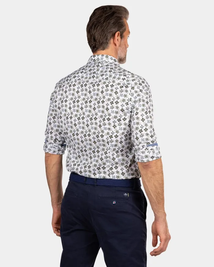 NZA New Zealand Auckland Shirts White And Green Printed Shirt 8211 Ecru 8211 Men