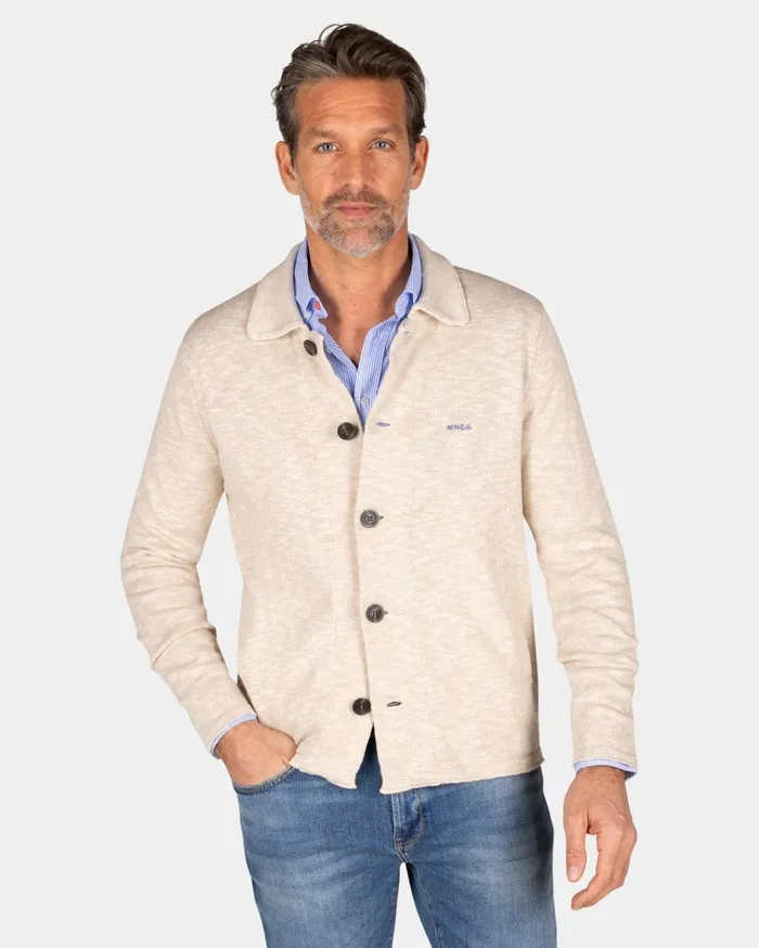 NZA New Zealand Auckland Sweatshirts Beige Cotton Overshirt 8211 Dessert Sand 8211 Men