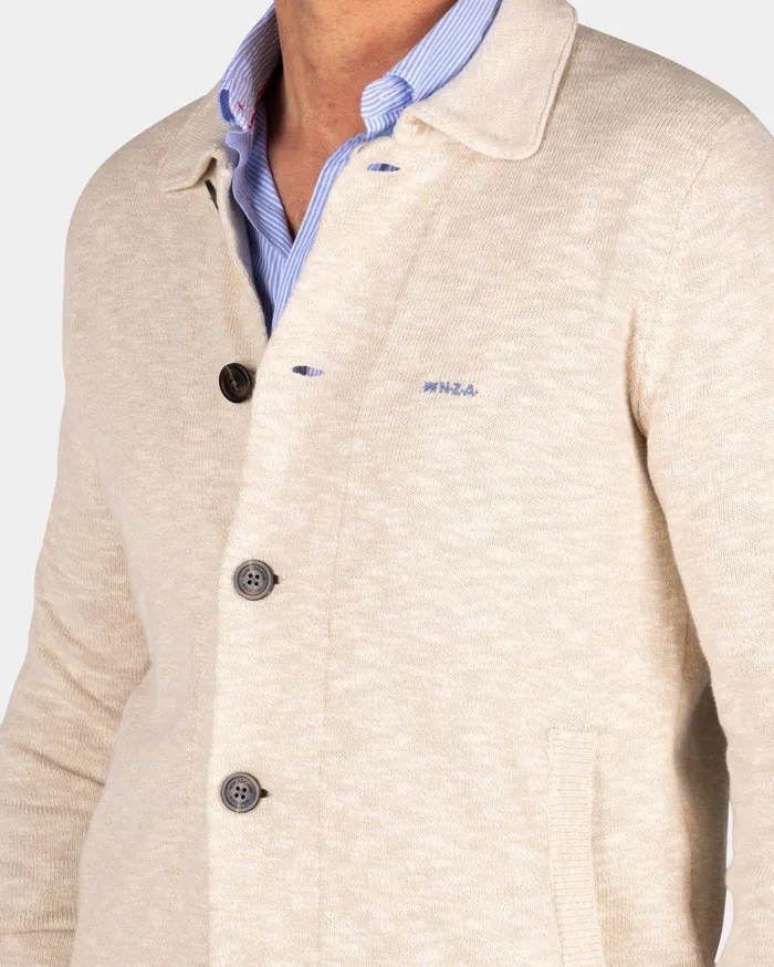 NZA New Zealand Auckland Sweatshirts Beige Cotton Overshirt 8211 Dessert Sand 8211 Men