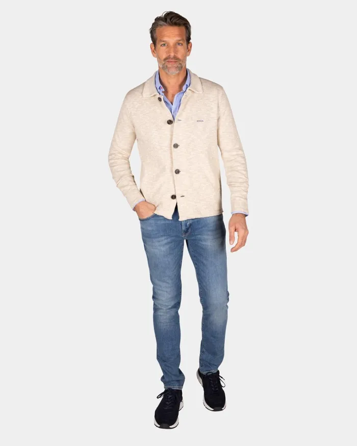 NZA New Zealand Auckland Sweatshirts Beige Cotton Overshirt 8211 Dessert Sand 8211 Men